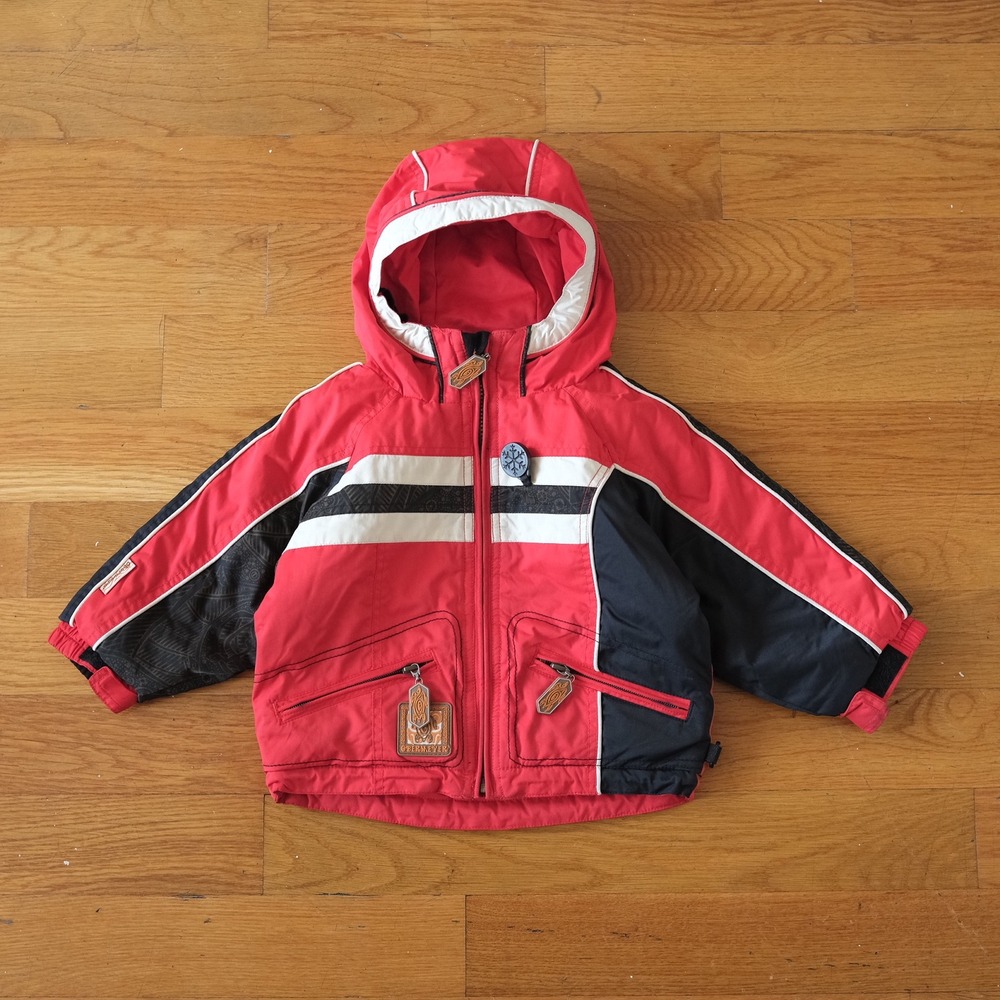 Obermeyer‎ Ski Jacket Kids Red Black I-Grow Insulated Hooded Winter Coat Size 2